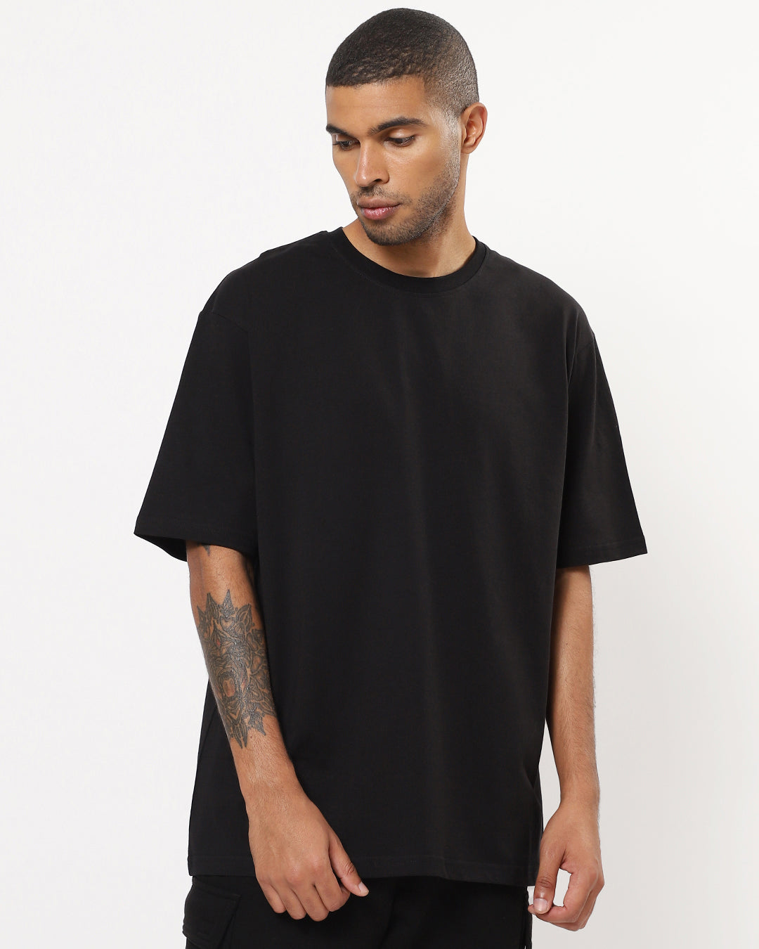 Solid Black Oversized Men's Tshirt