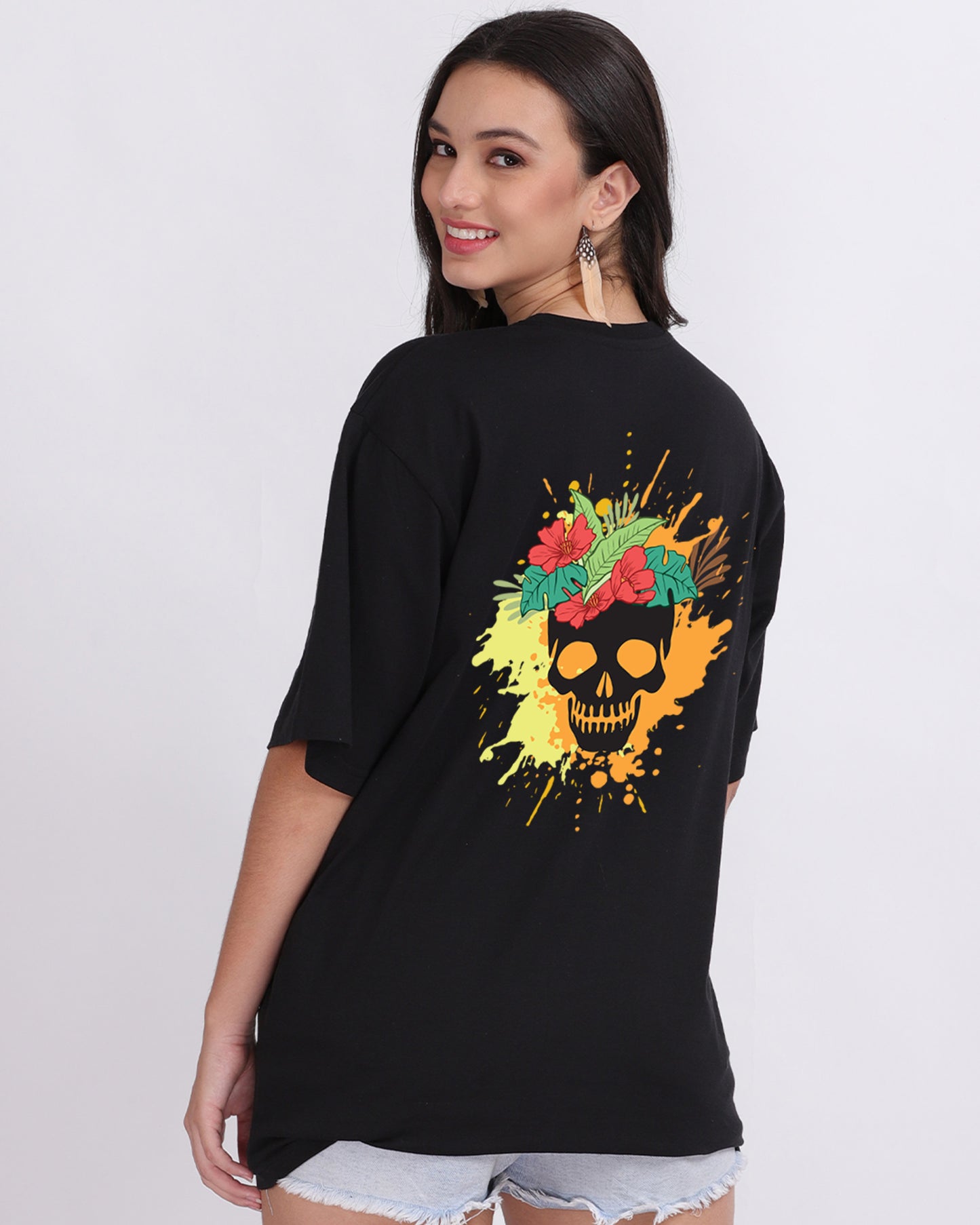 Colourful Skull Oversized Women Tshirt