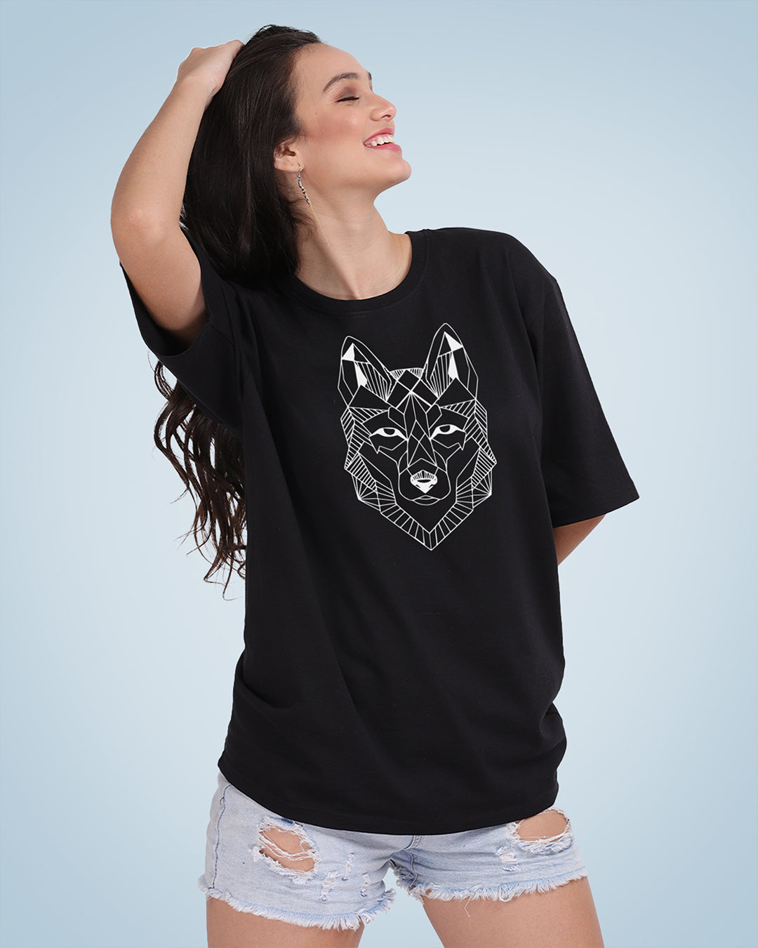 Symmetric Wolf Oversized Women Tshirt