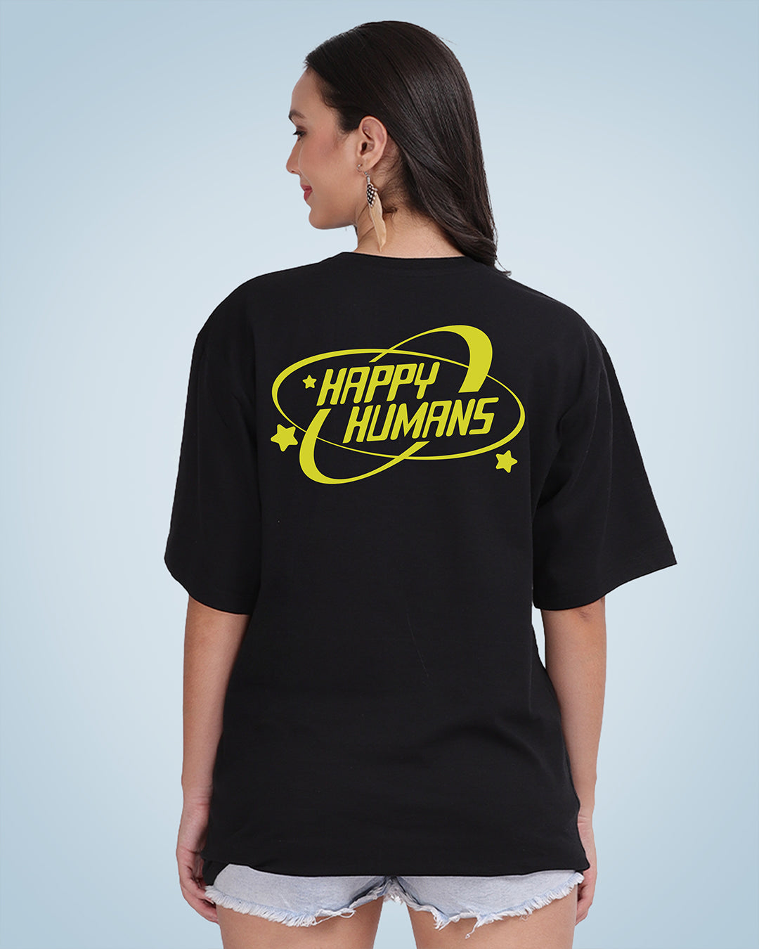 Happy Humans Oversized Women Tshirt
