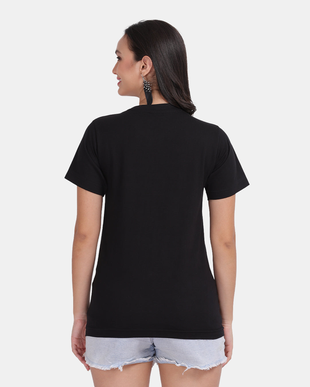 Black Solid Women Tshirt