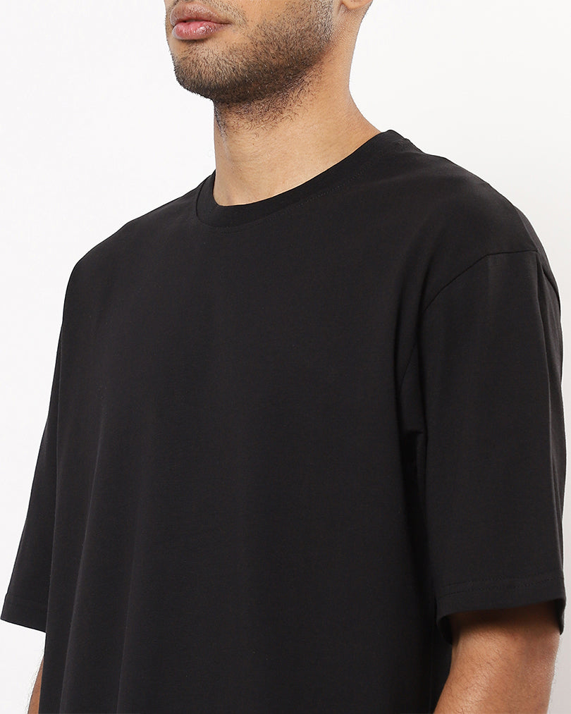 Solid Black Oversized Men's Tshirt