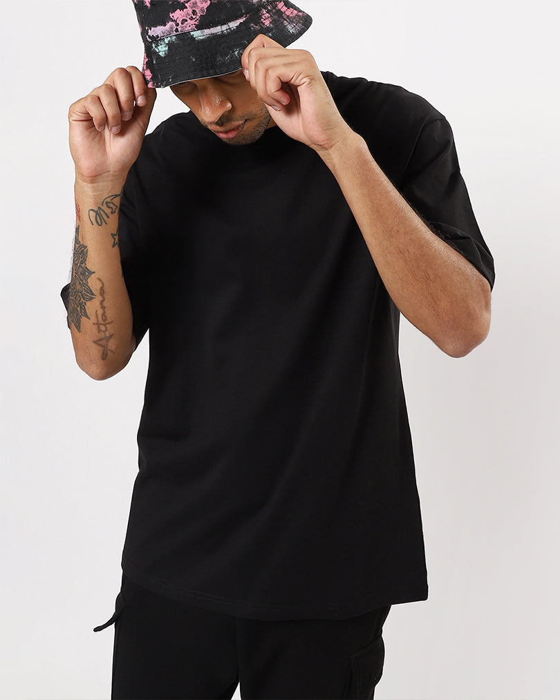 Solid Black Oversized Men's Tshirt