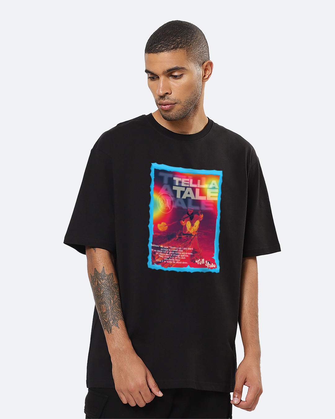 Tell A Tale Black Oversized Men's T-shirt