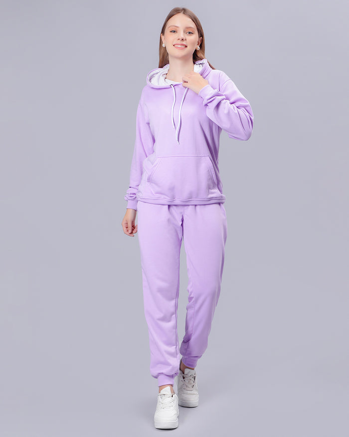 Lavender Hoodie Solid Co-ord Set Women