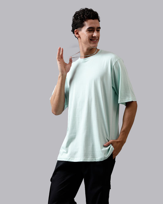 Mint Green Solid Oversized Men's Tshirt