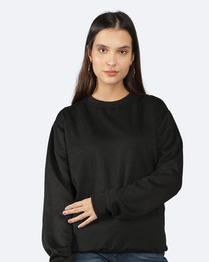 Black Solid Women Sweatshirt