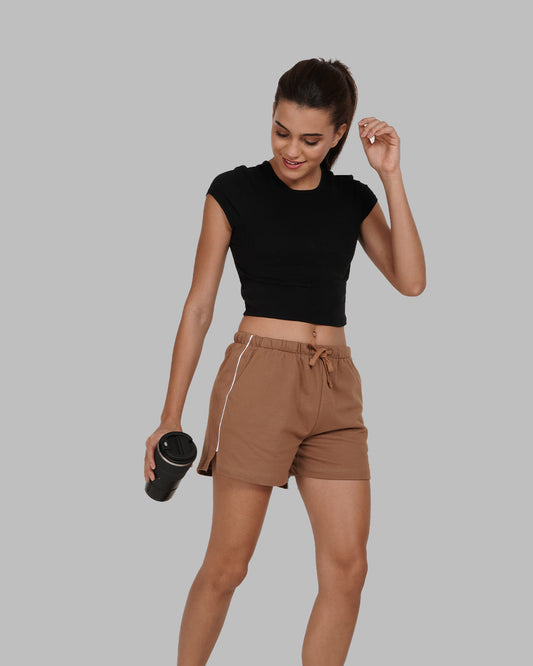 Brown with White Stripes Women Shorts