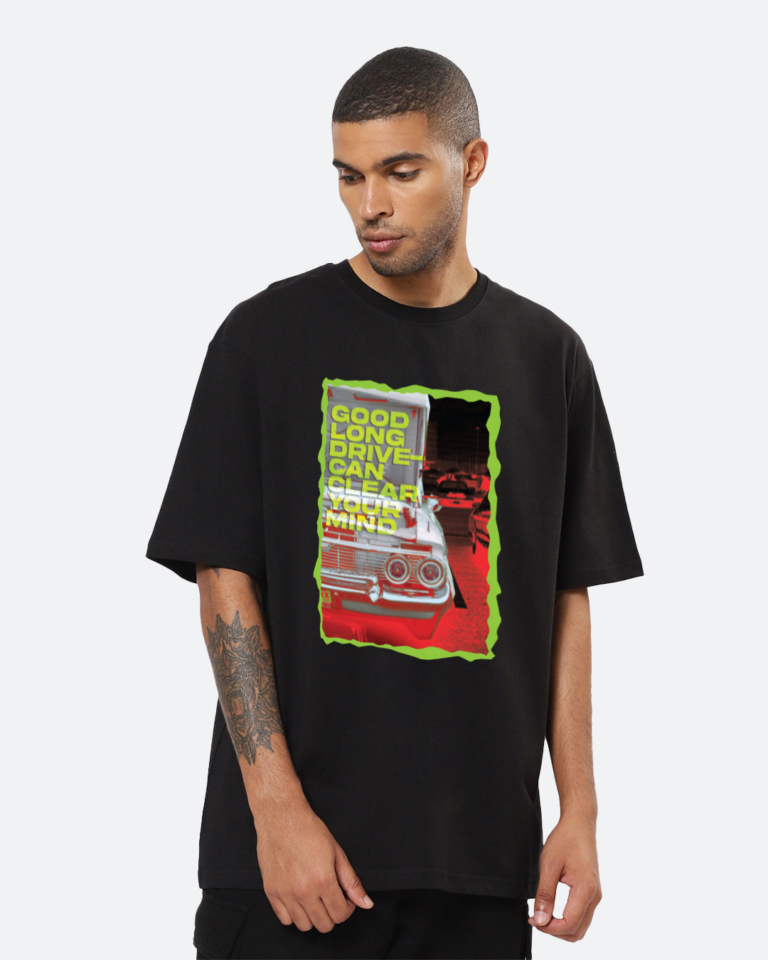 Long Drive Black Oversized Men's T-shirt