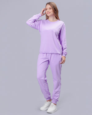 Lavender Sweatshirt Solid Co-ord Set Women
