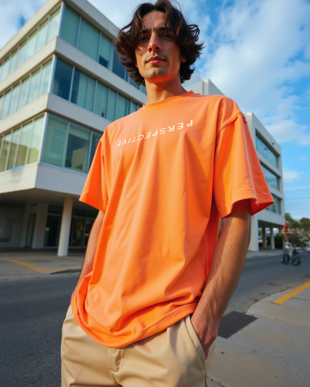 Perspective Orange Oversized Men's Tshirt