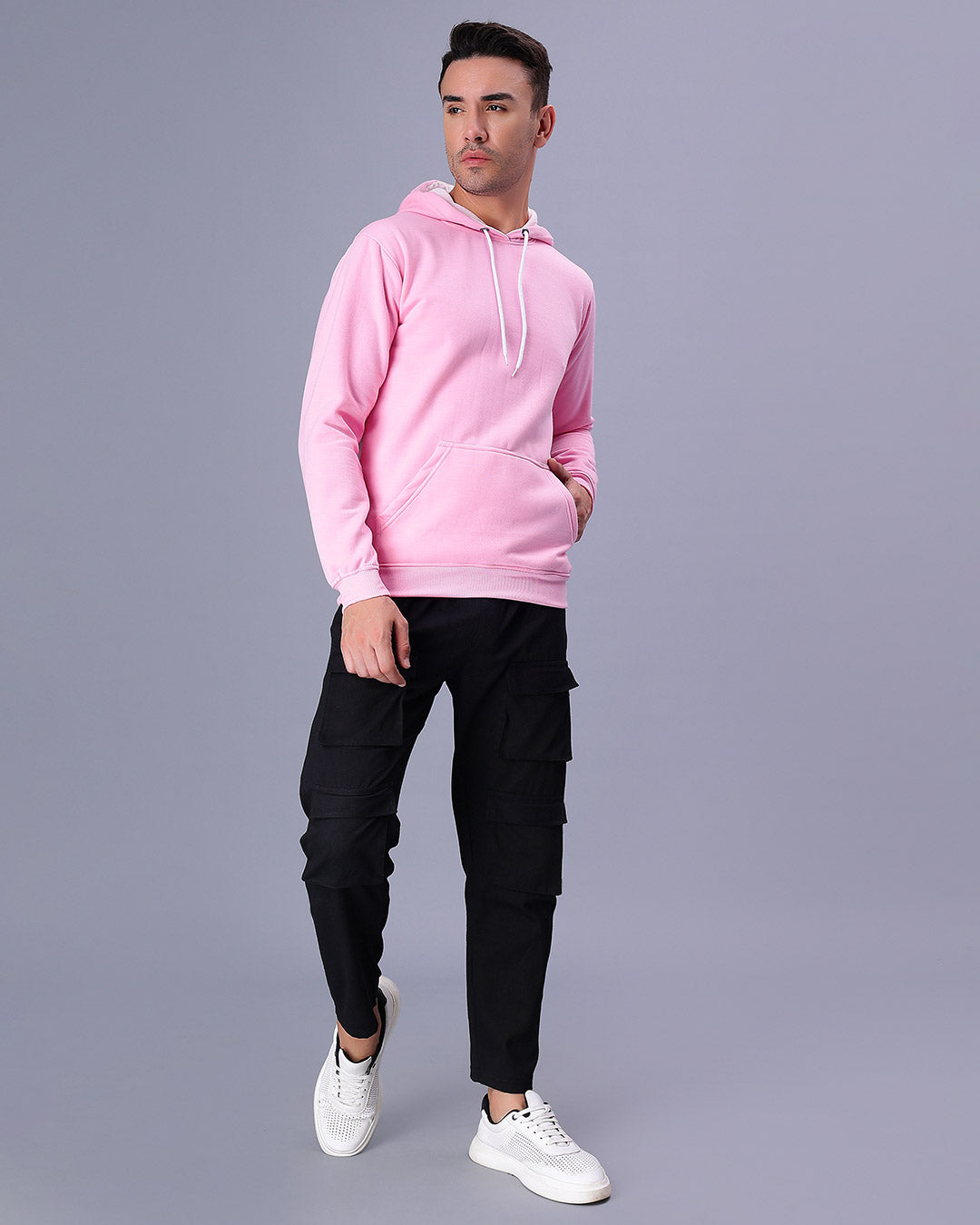 Pink Solid Men's Hoodie