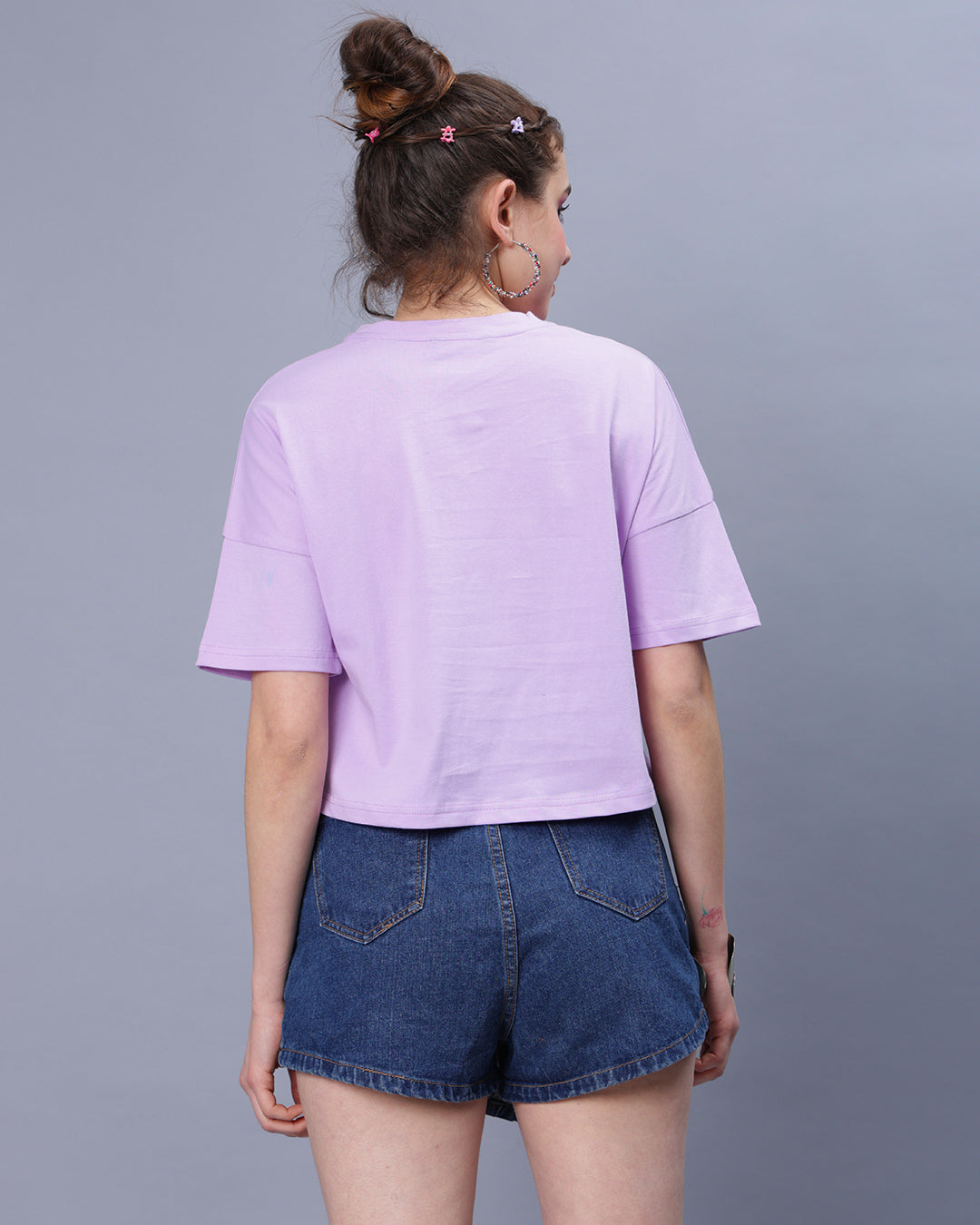 Lavender Solid Crop Top Women