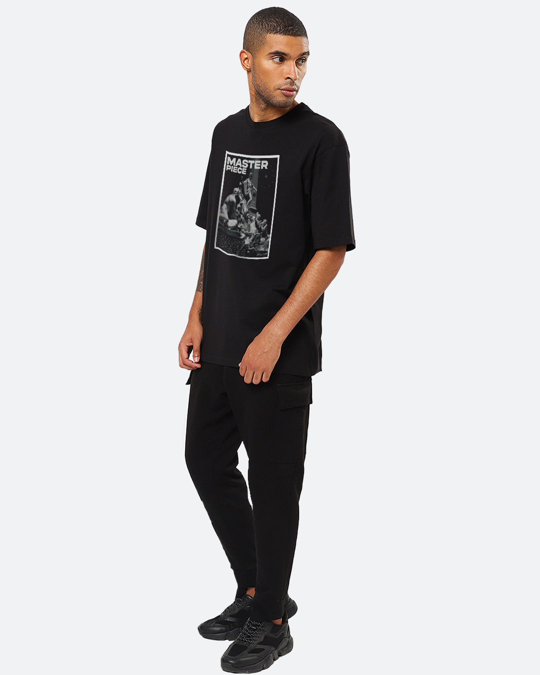 Master Piece Black Oversized Men's T-shirt