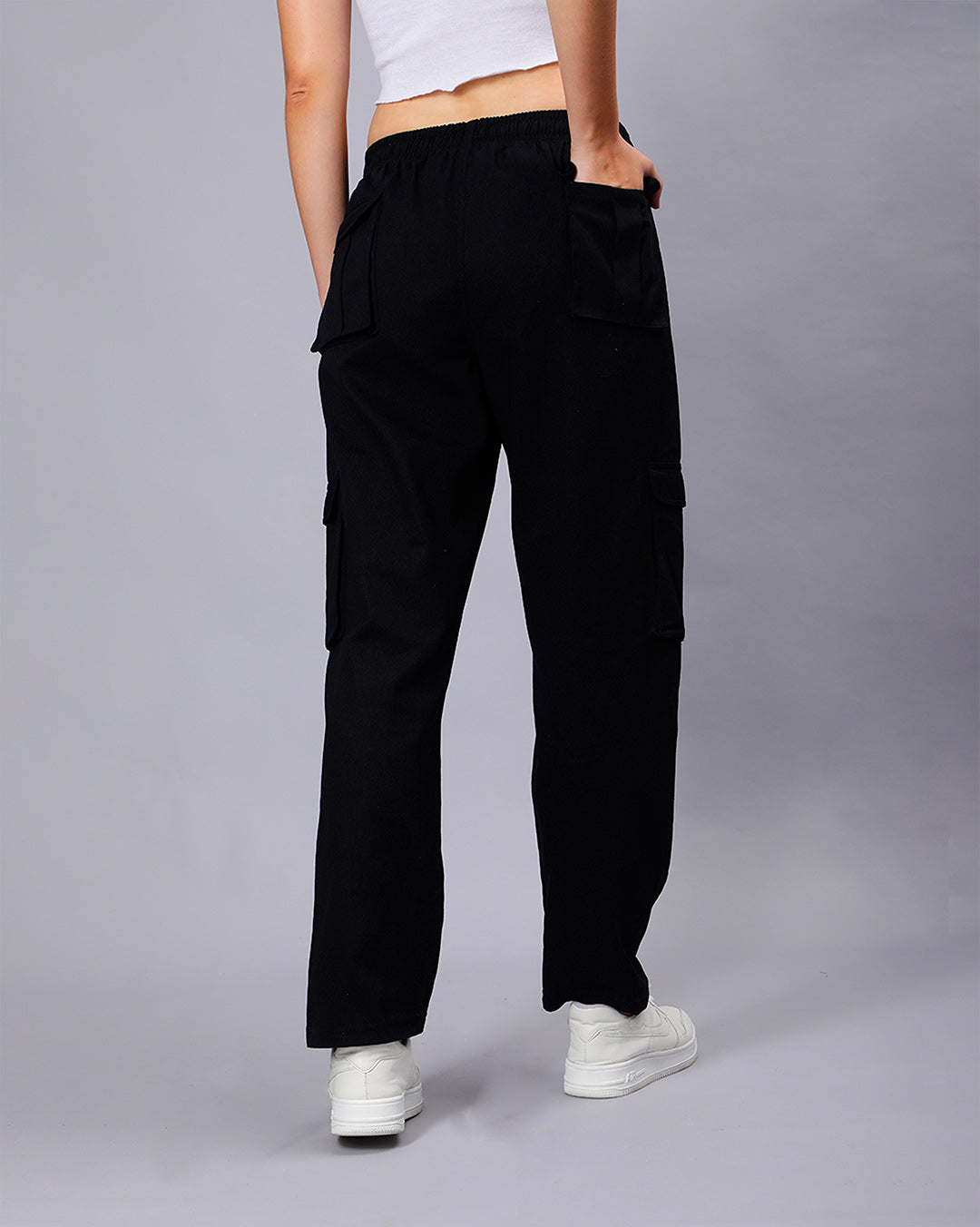 Buy Black Women Cargo Online Loose Fit Cargo Joggers Mad Over