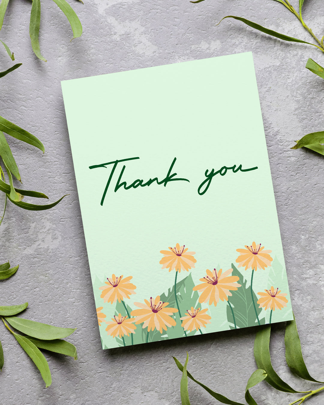 Green Thank you Greeting Card