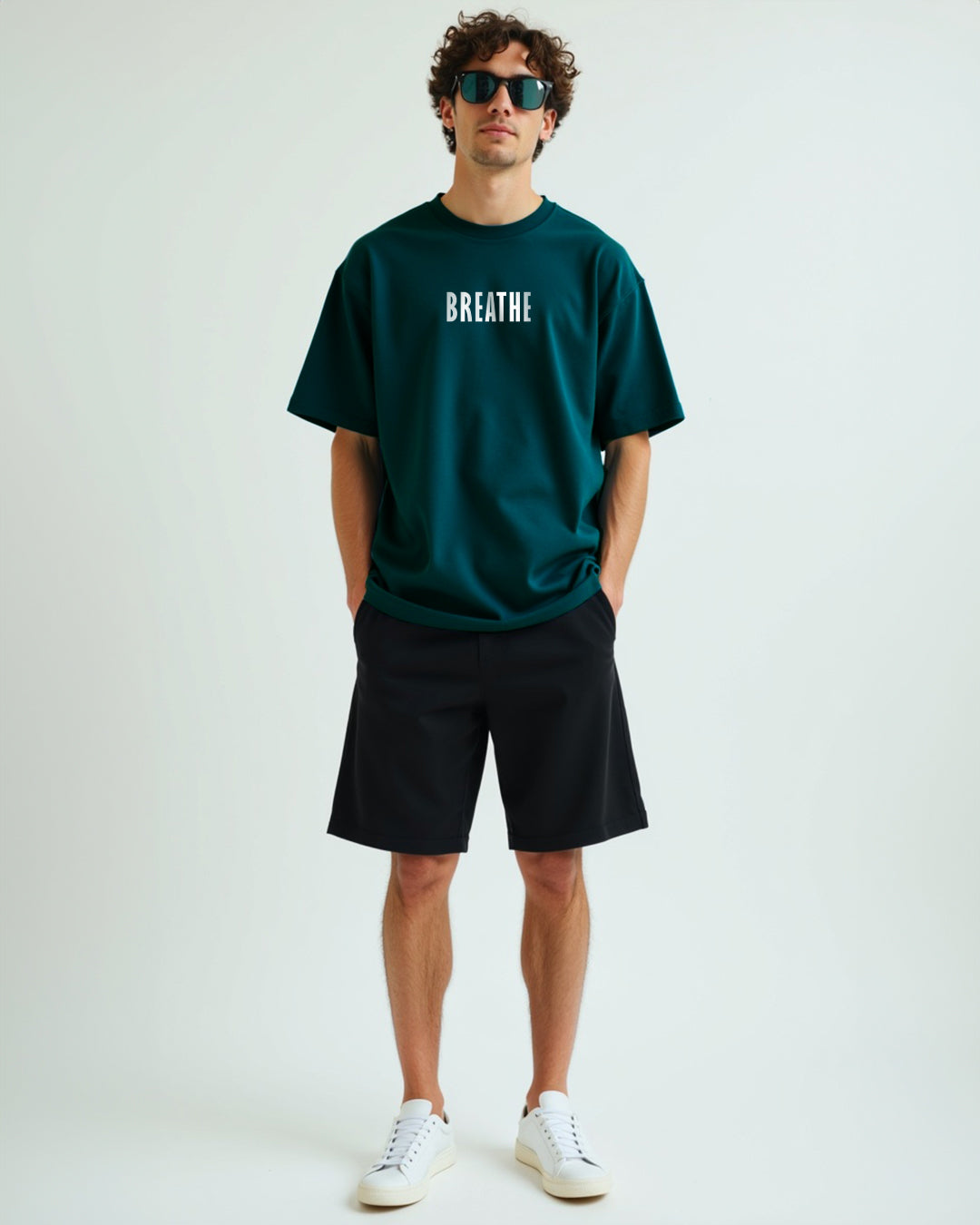 Breathe Teal Blue Oversized Men's Tshirt