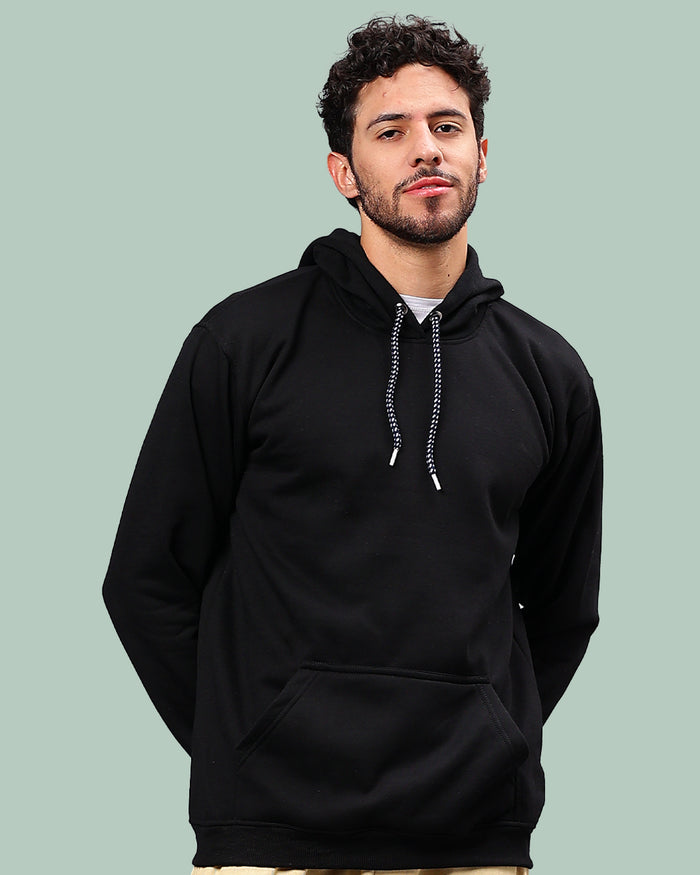 Black solid Men's Hoodie