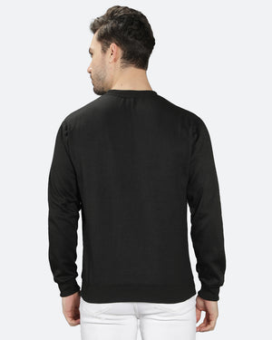 Black Solid Men Sweatshirt