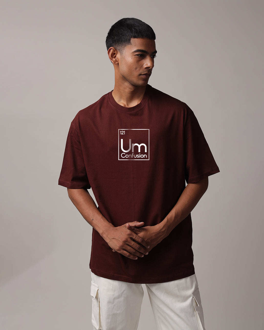 Um Confusion Coffee Brown Oversized Men's Tshirt