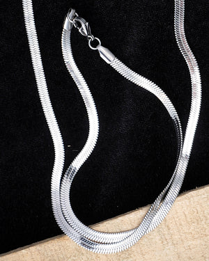 Flat Mesh Silver Plated Men's Chain
