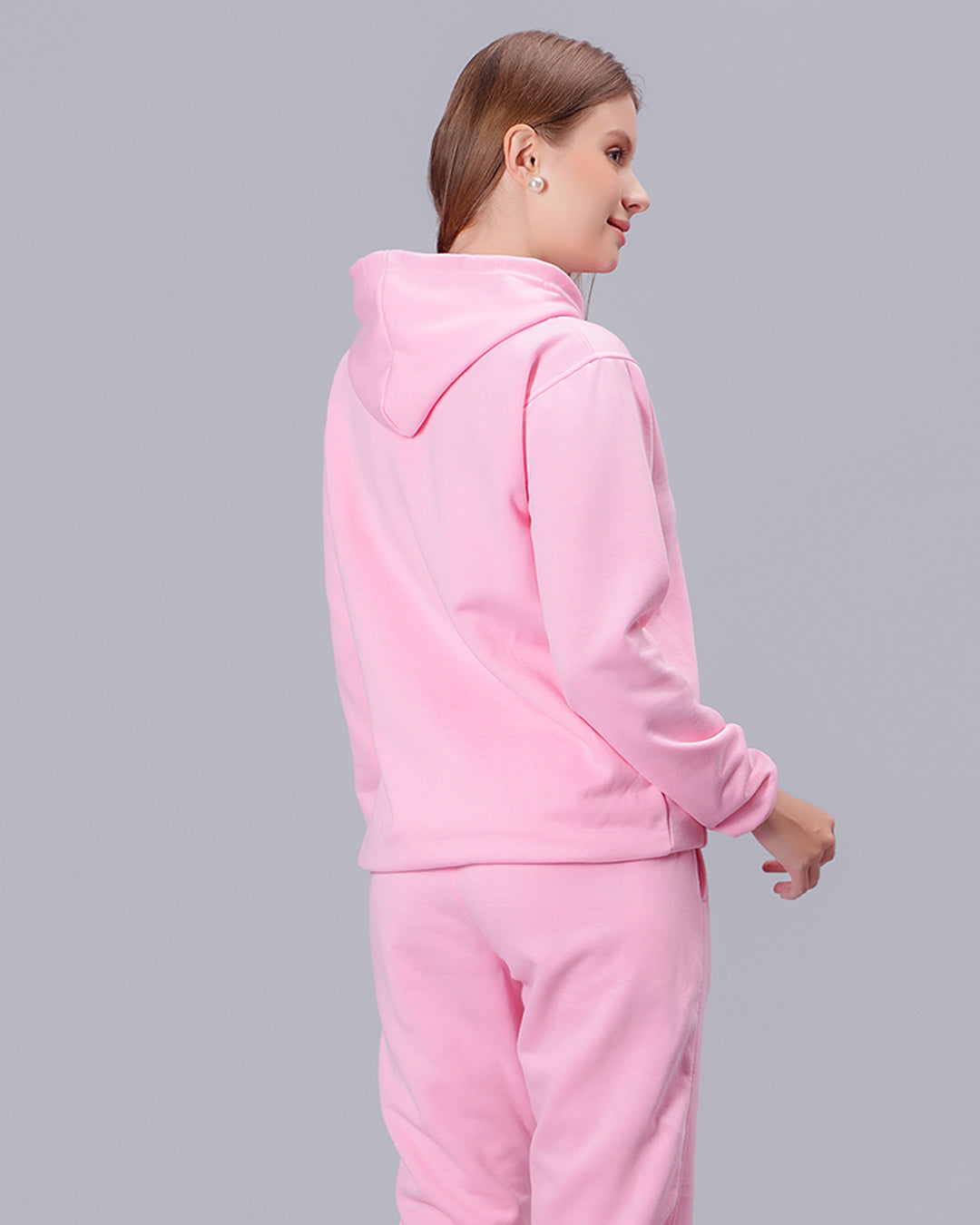 Pink Solid Women Hoodie