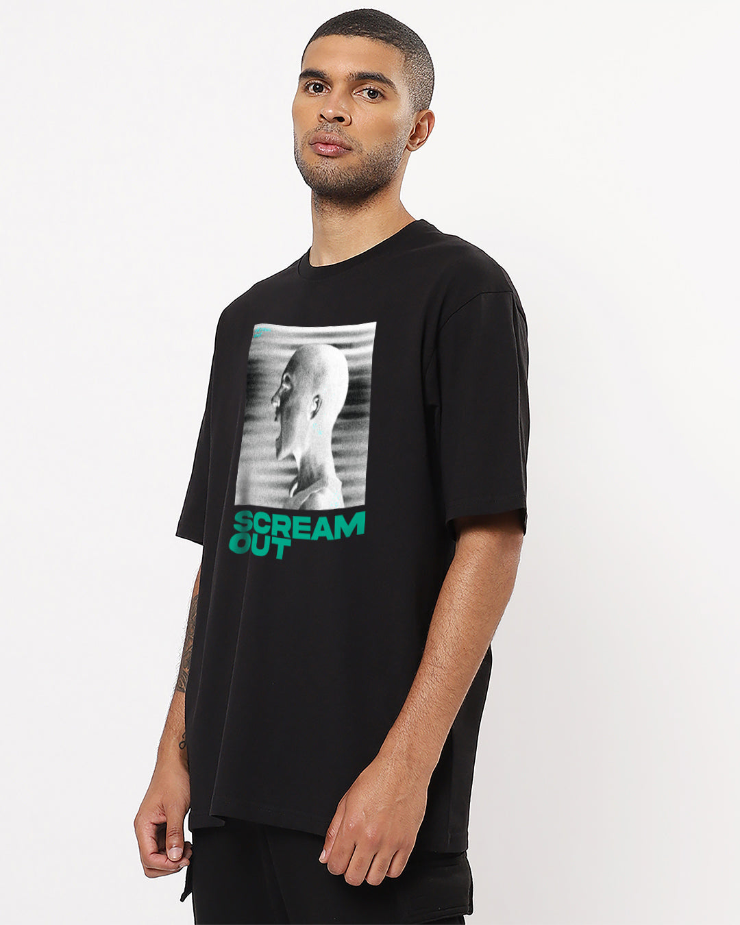 Scream Out Black Oversized Men's T-shirt