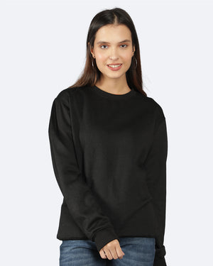 Black Solid Women Sweatshirt