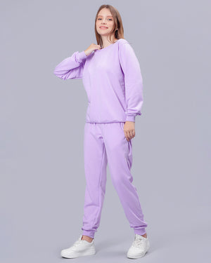 Lavender Sweatshirt Solid Co-ord Set Women