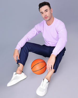 Lavender Solid Men Sweatshirt