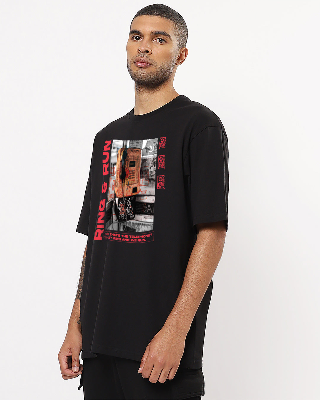 Ring & Run Black Oversized Men's T-shirt