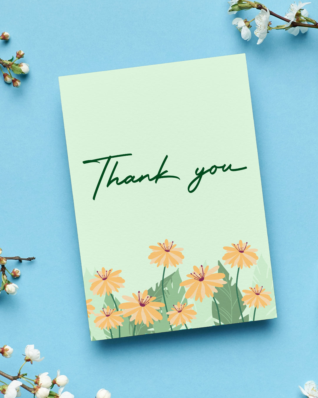 Green Thank you Greeting Card