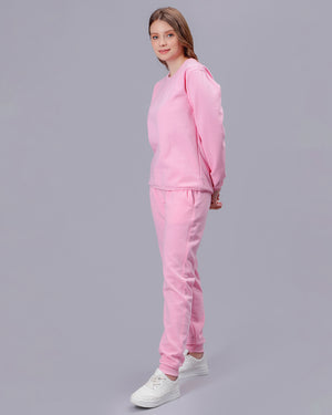 Pink Sweatshirt Solid Co-ord Set Women