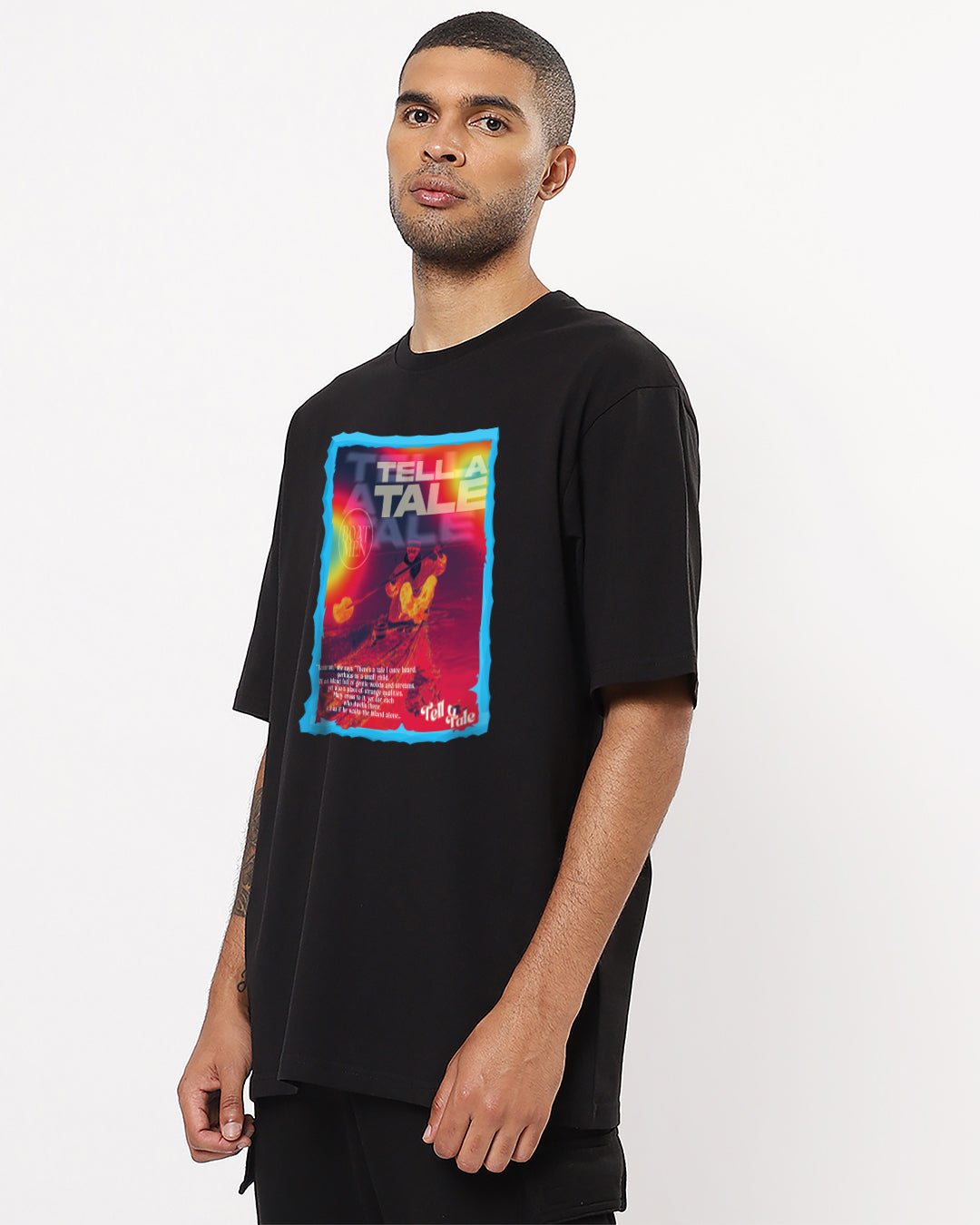 Tell A Tale Black Oversized Men's T-shirt