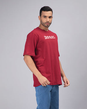 B.a.s.i.c Maroon Oversized Men's Tshirt