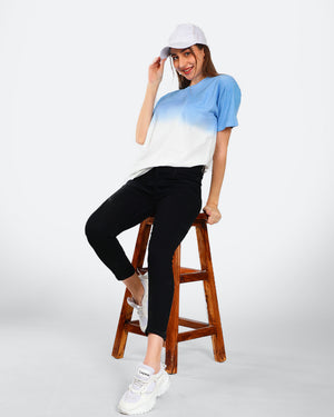 Tie & Dye Blue White Women Tshirt