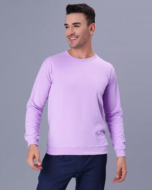 Lavender Solid Men Sweatshirt