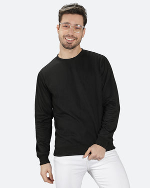 Black Solid Men Sweatshirt