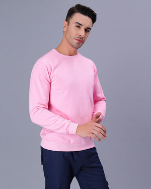 Pink Solid Men Sweatshirt