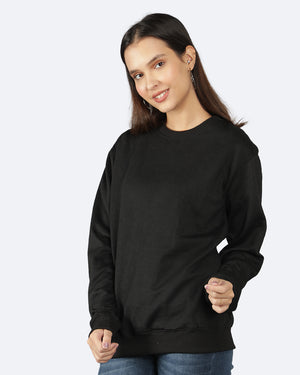 Black Solid Women Sweatshirt