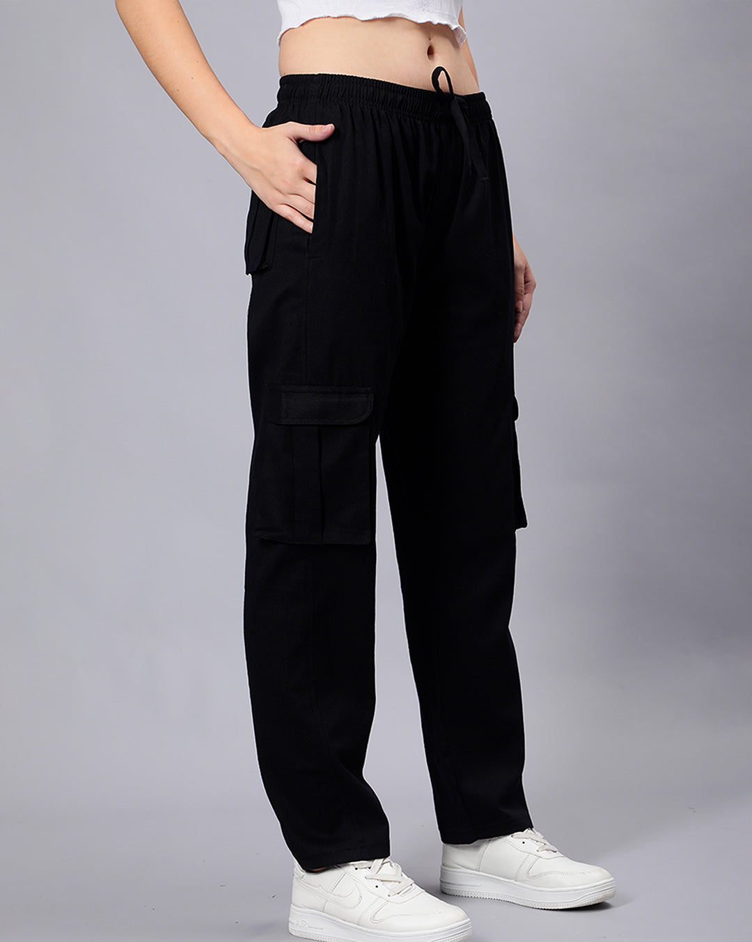 Black and white, cargo pants, women, wide-leg casual | eBay