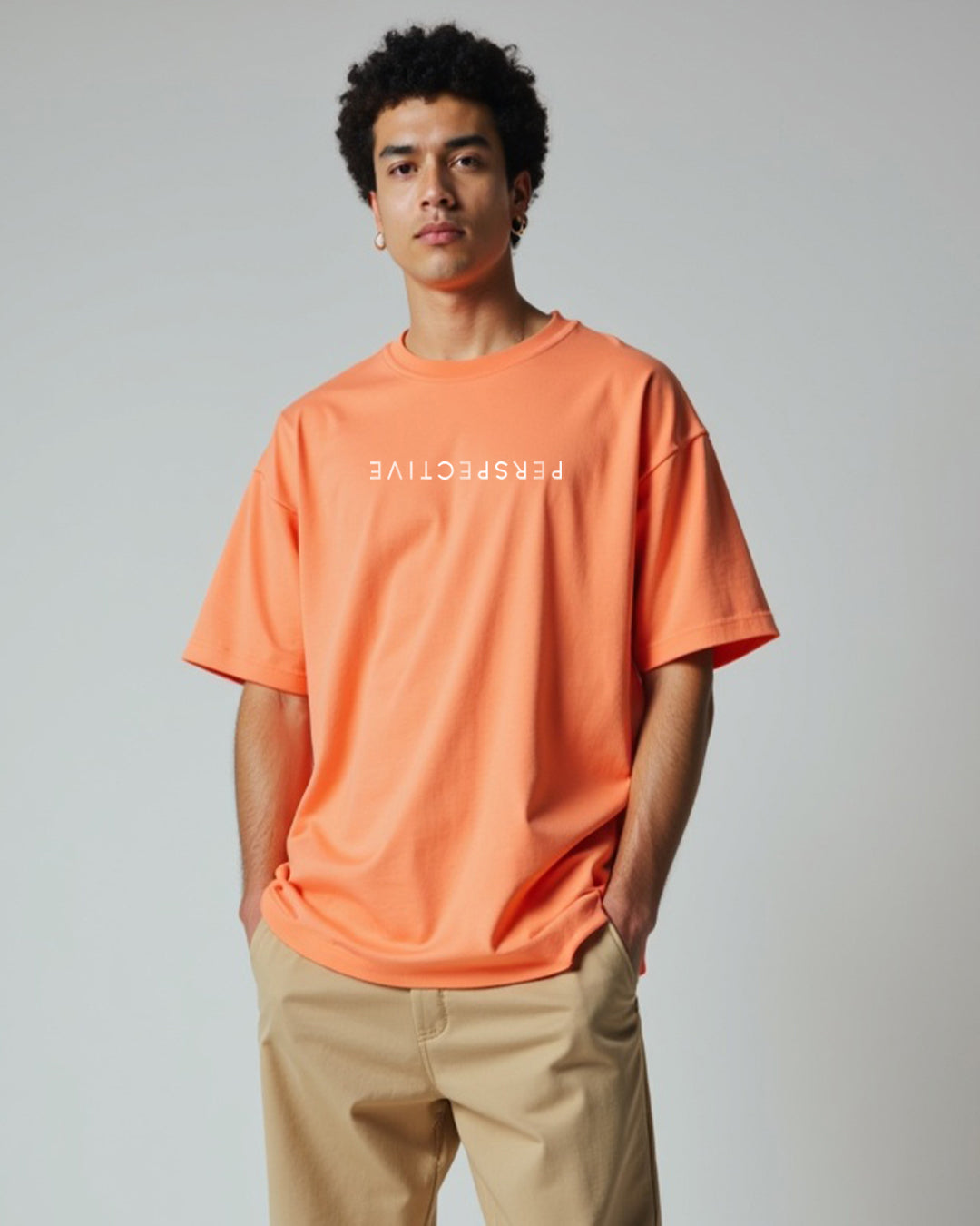 Perspective Orange Oversized Men's Tshirt