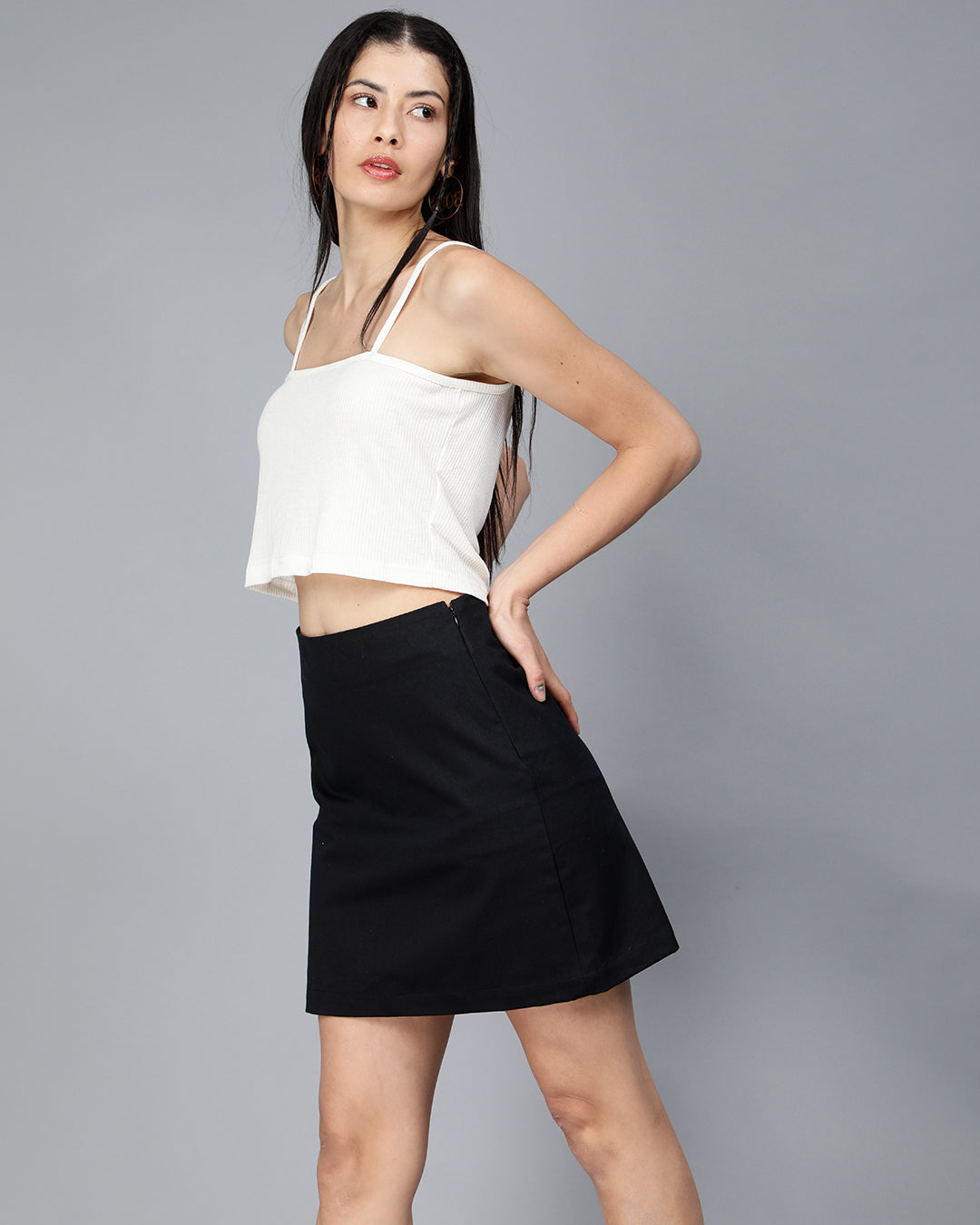 Off White Ribbed Cami Crop Top Women