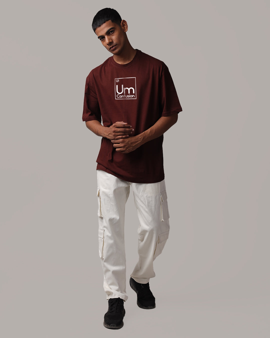 Um Confusion Coffee Brown Oversized Men's Tshirt