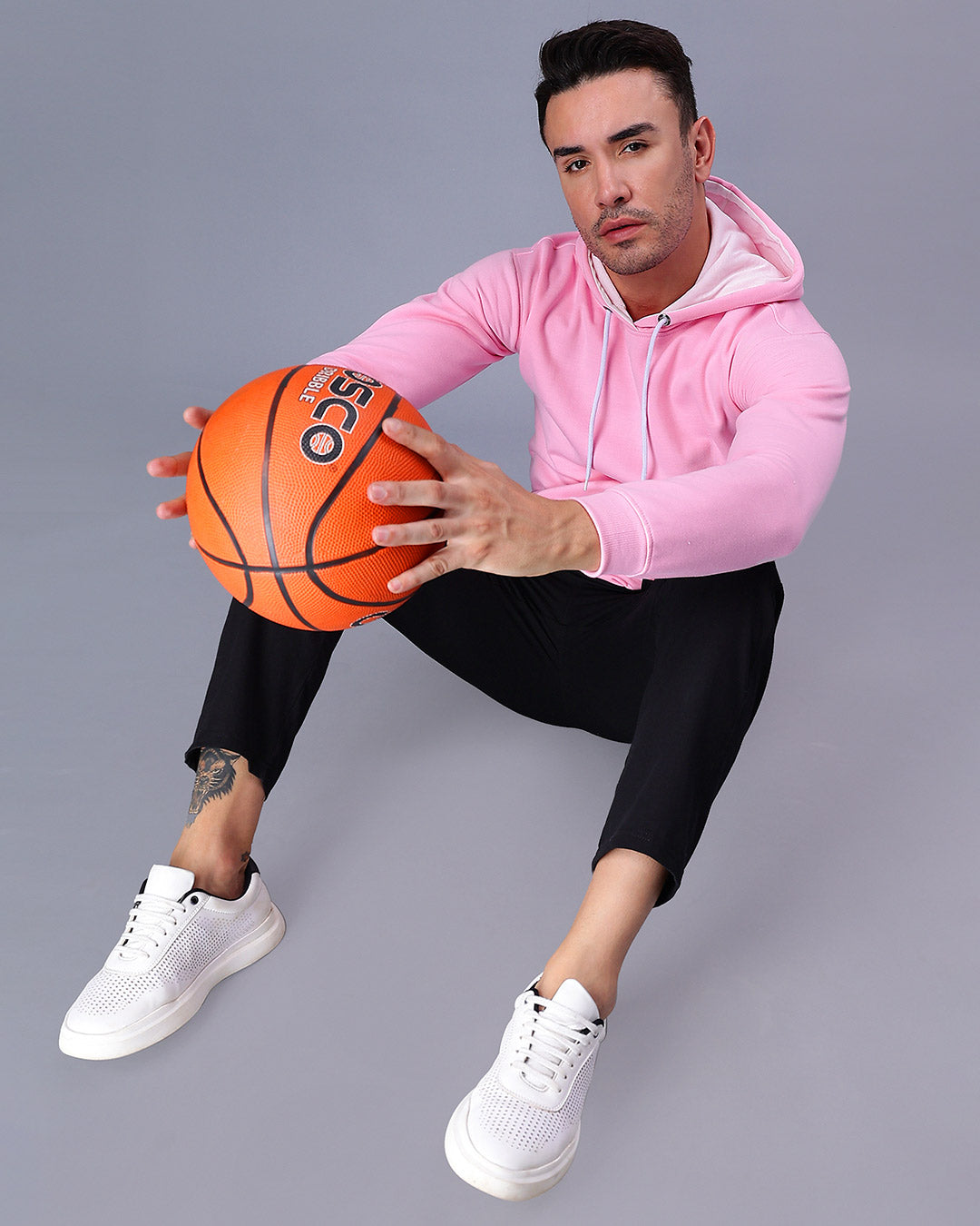 Pink Solid Men's Hoodie