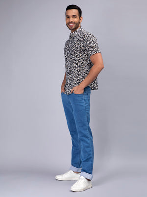 Tropical Black Casual Men's Shirt