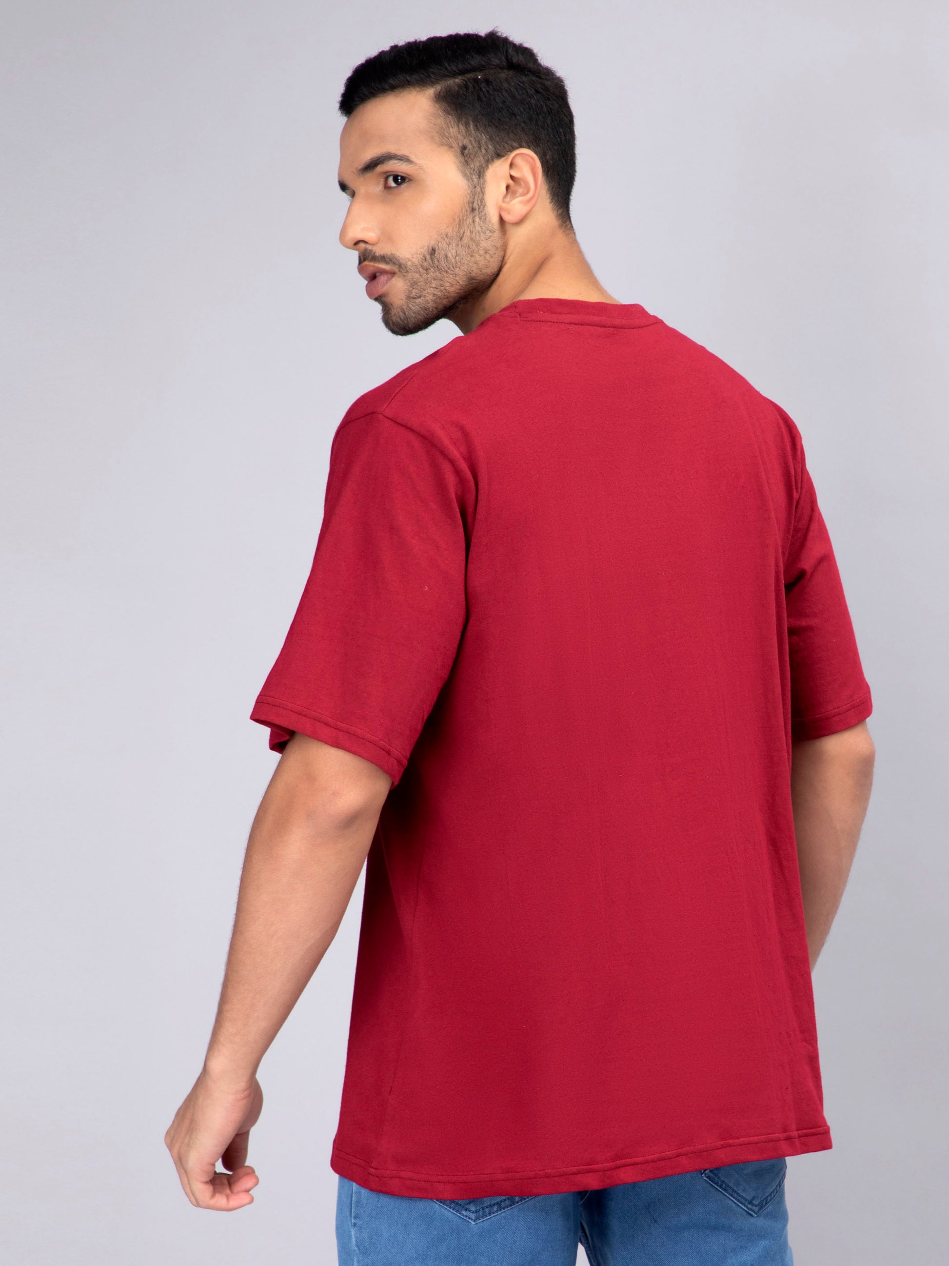 Solid Maroon Oversized Men's Tshirt