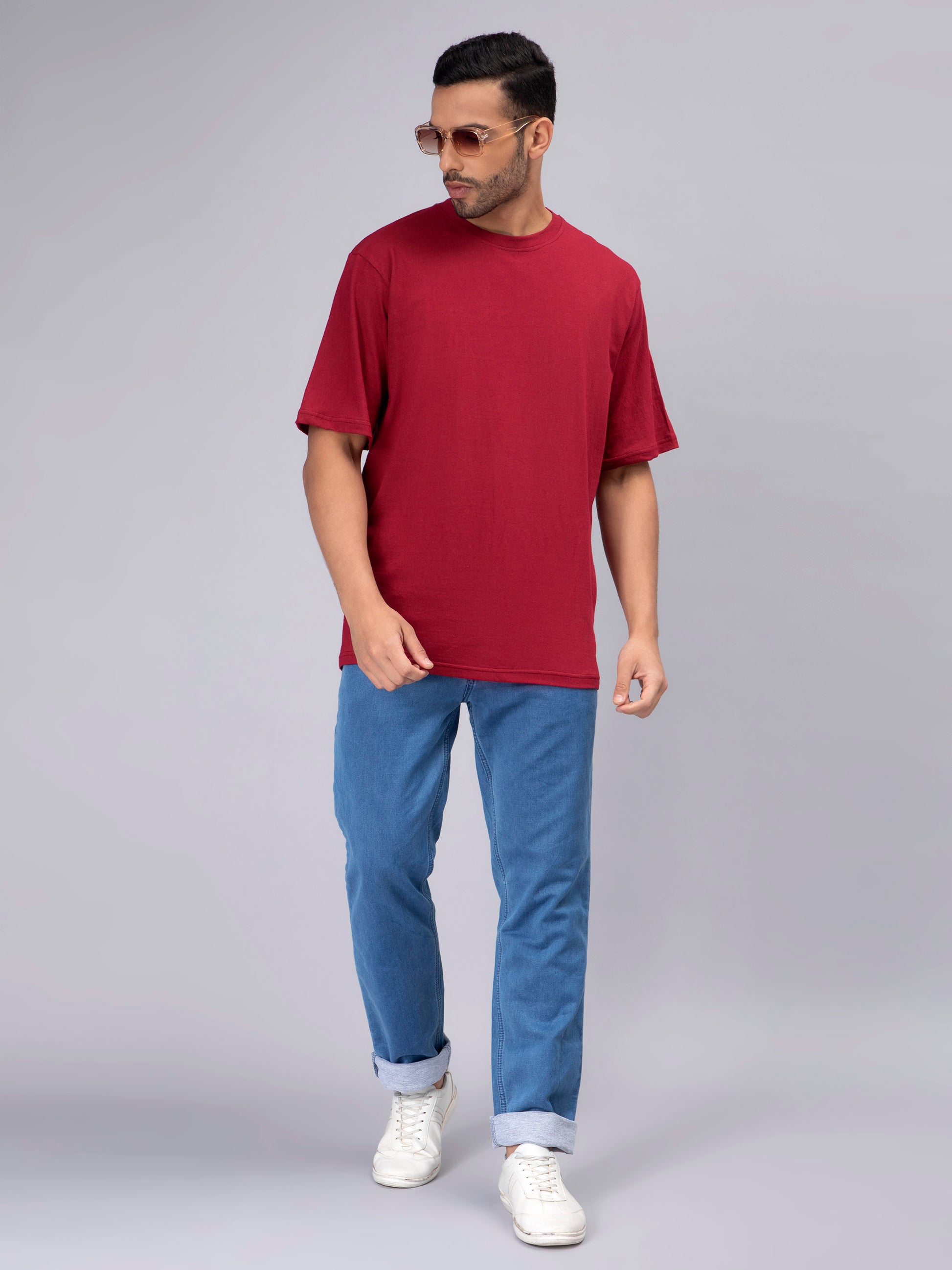 Solid Maroon Oversized Men's Tshirt