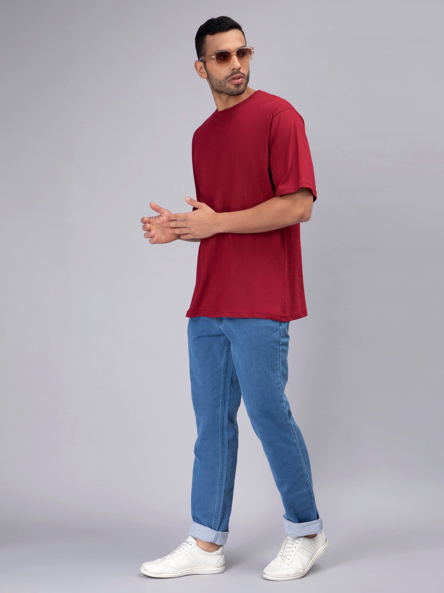 Solid Maroon Oversized Men's Tshirt