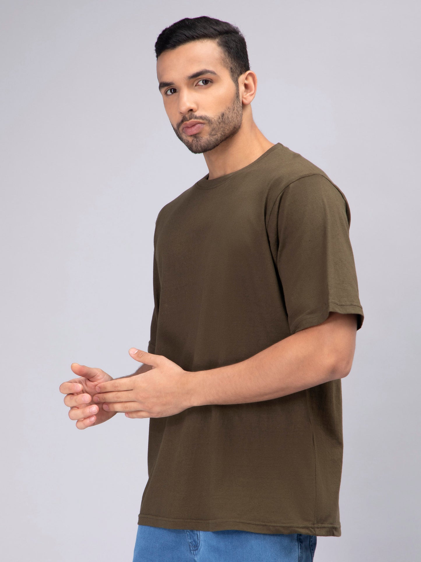 Solid Olive Green Oversized Men's Tshirt